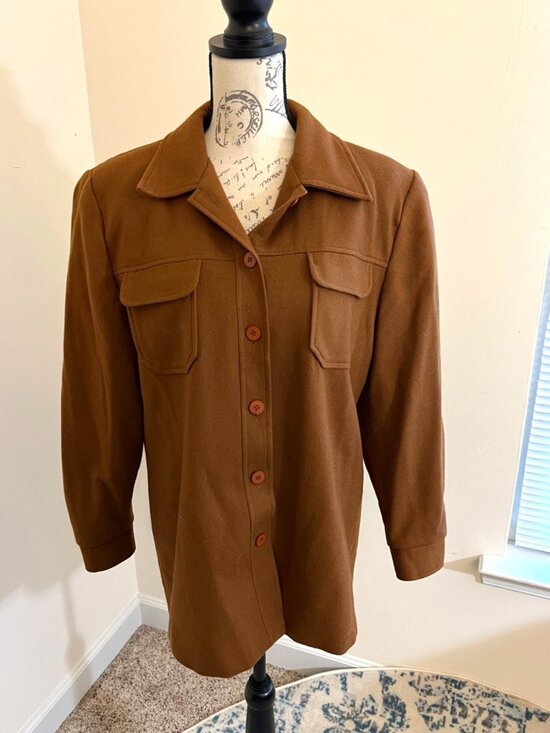 Fundamental Things Jackets & Blazers - Vintage Fundamental Things Brown Button Front Wool Shacket Blazer Jacket 10 90's